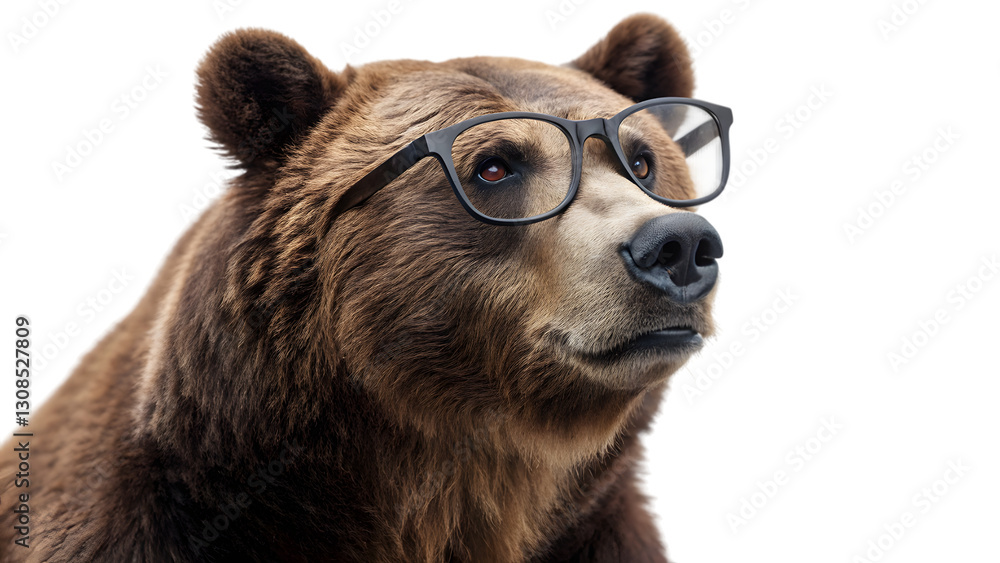 Obraz premium brown bear wear glasses isolated on white