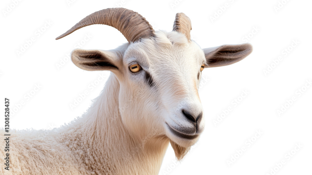 Portrait of a goat with horns on transparent background Portrait of a goat with horns on transparent background