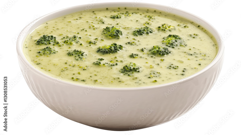 Warm and inviting broccoli soup in a white bowl, perfect for a cozy meal