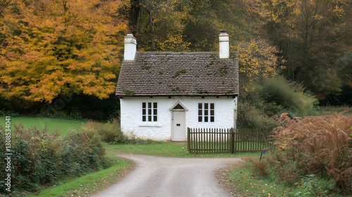 Serene Cottage in Autumn: A...