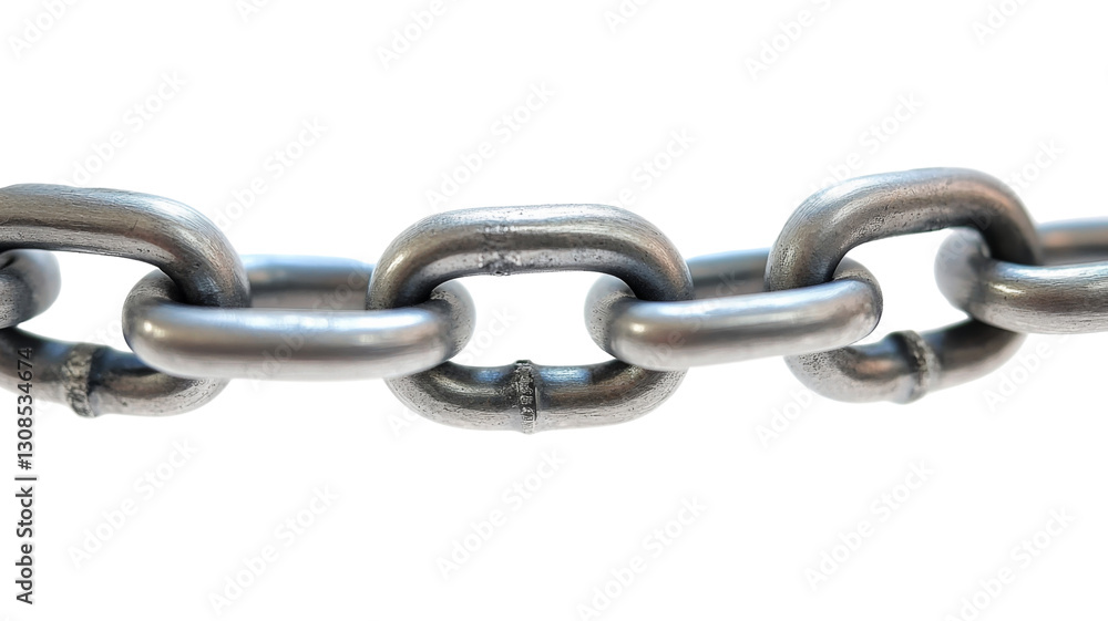 Close-up of interlocking metal chain links on transparent background Close-up of interlocking metal chain links on transparent background
