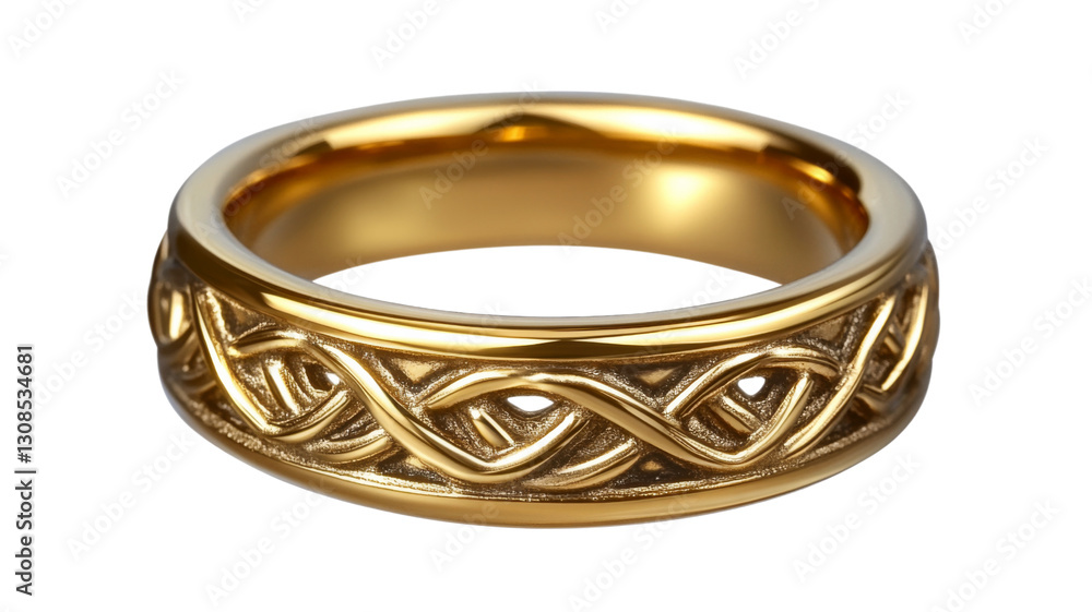 Golden ring showing celtic knot design on transparent background Golden ring showing celtic knot design on transparent background