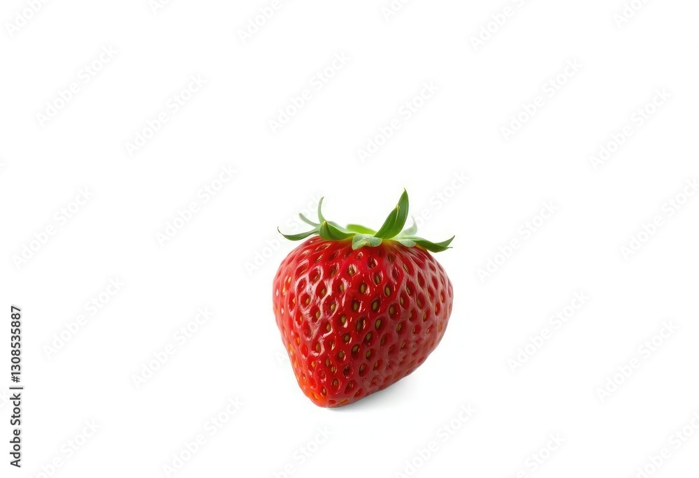 A single, ripe, red strawberry, isolated on pure white, vibrant, ripe A single, ripe, red strawberry, isolated on pure white, vibrant, ripe