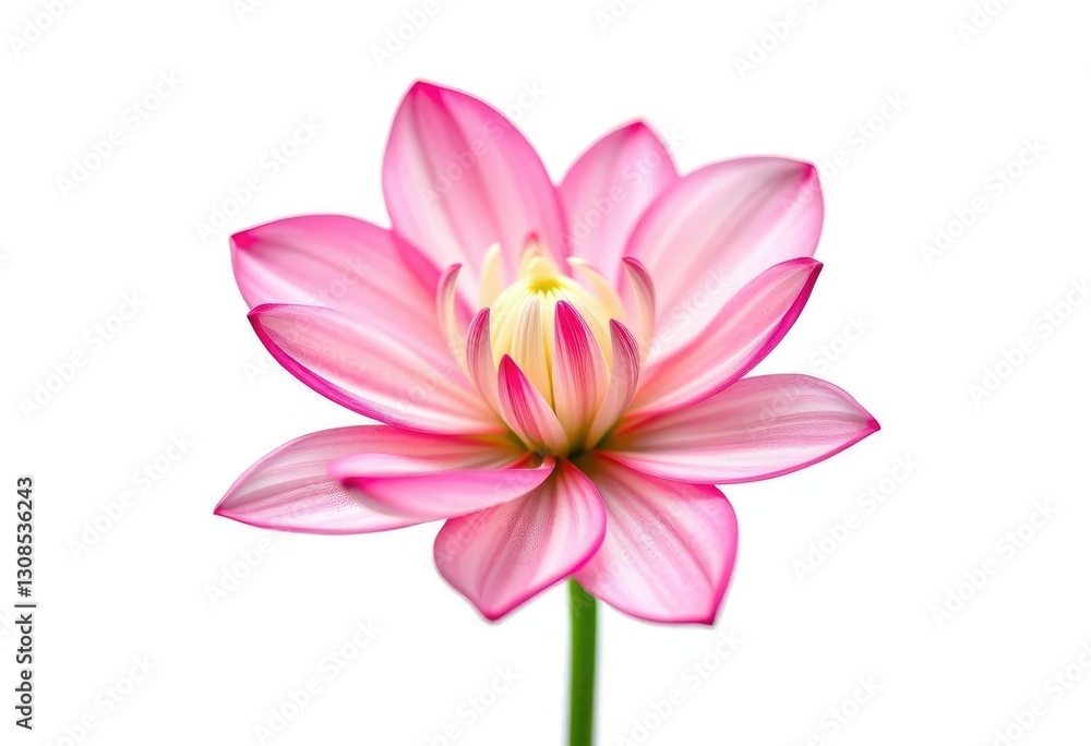 Fototapeta premium A single vibrant bloom, petals unfurled, isolated on pure white, element, nature