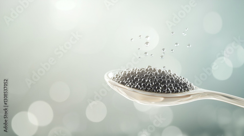 Caviar on Spoon: A close-up...
