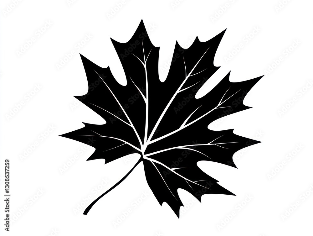 Fototapeta premium Black maple leaf isolated on white; autumn design