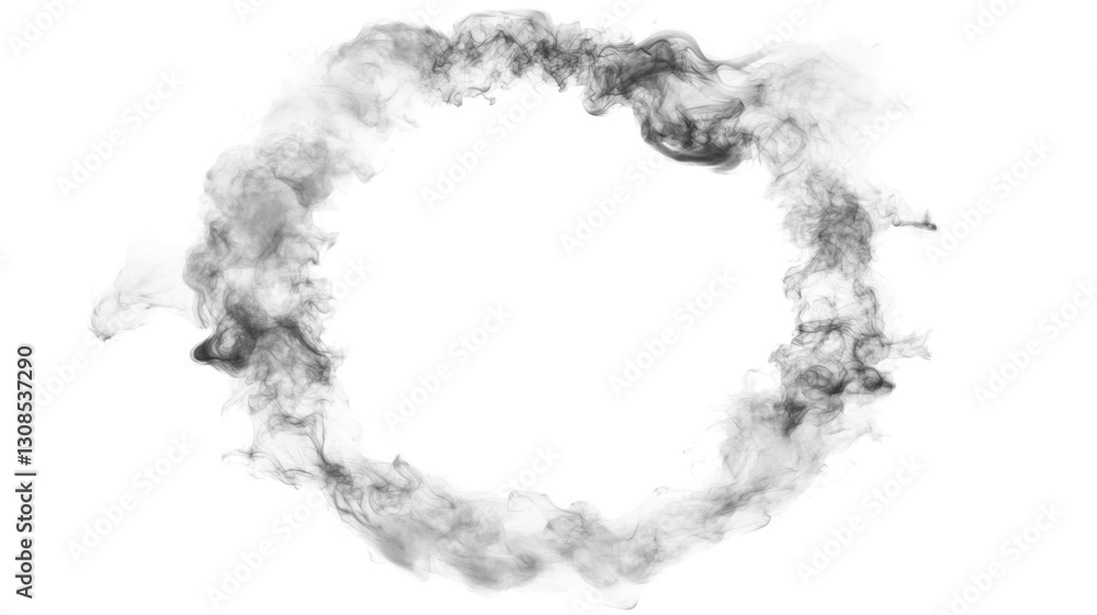 Fototapeta premium Realistic smoke ring effect with transparent background