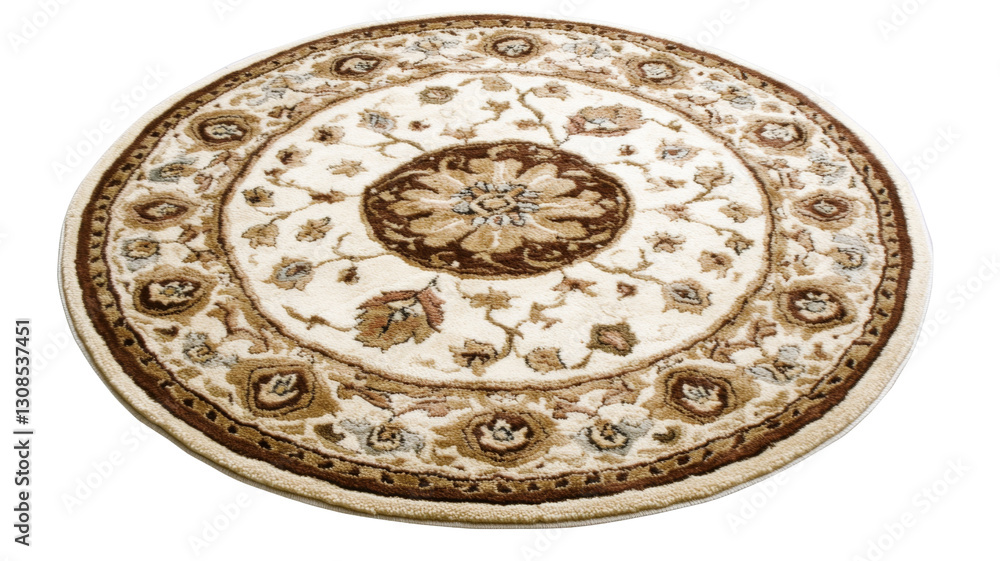 Fototapeta premium Round rug with ornate floral pattern on transparent background