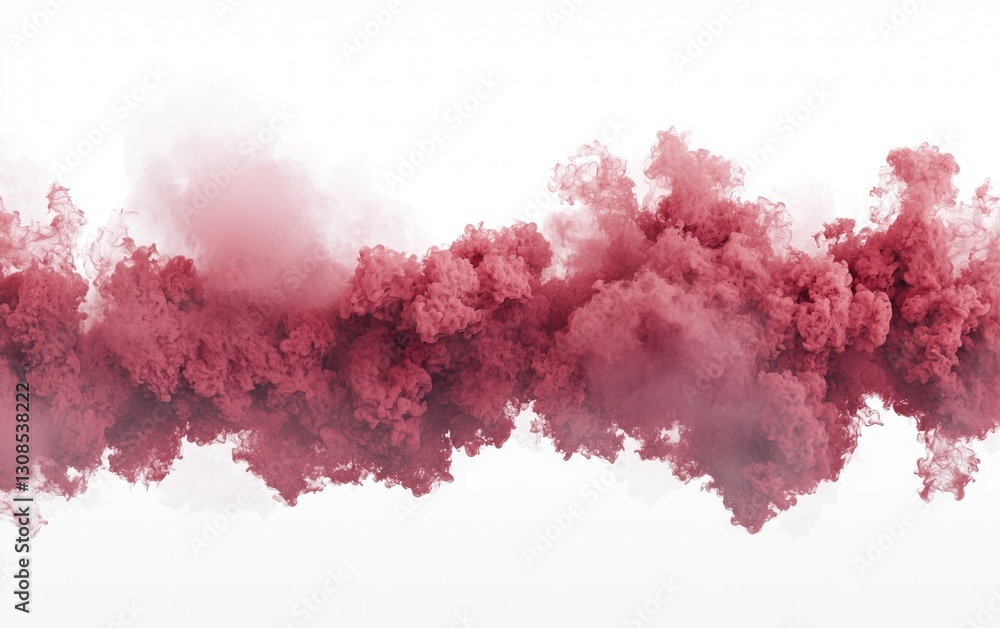 Naklejka premium Vibrant crimson smoke billowing against a stark white backdrop creating an ethereal atmosphere