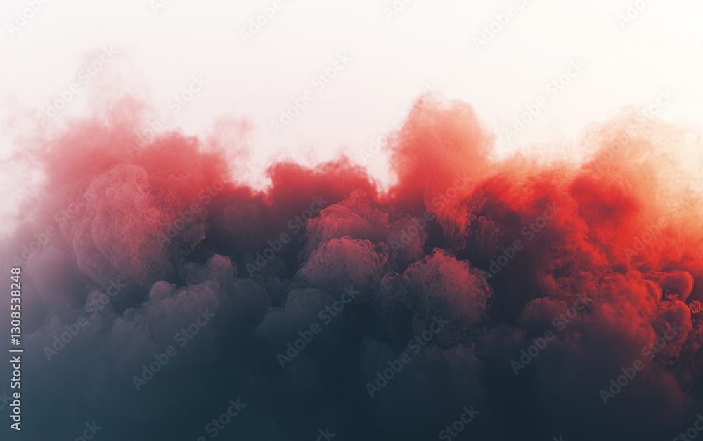Fototapeta premium Vibrant red and dark clouds blend together on a serene background at dusk