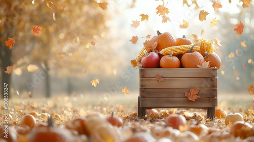 Autumn Abundance: Wooden cr...