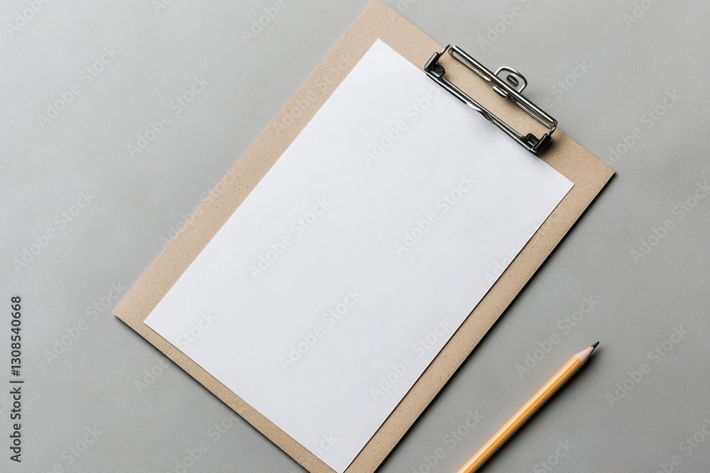 Blank paper on clipboard with pencil. Blank paper on clipboard with pencil.