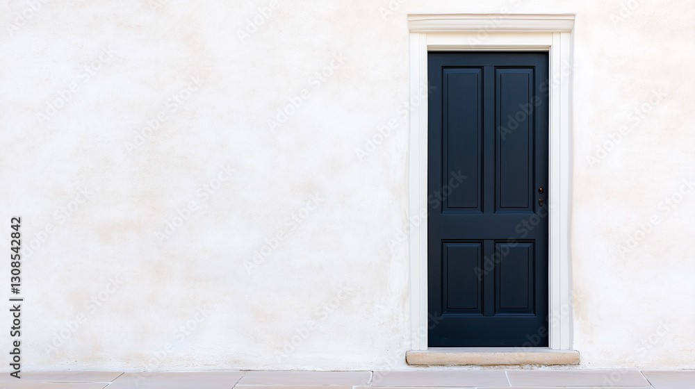 Aesthetic entrance: A navy door with a textured facade, a minimalist composition blending architectural elements and monochromatic tones, it invite curiosity Aesthetic entrance: A navy door with a textured facade, a minimalist composition blending architectural elements and monochromatic tones, it invite curiosity