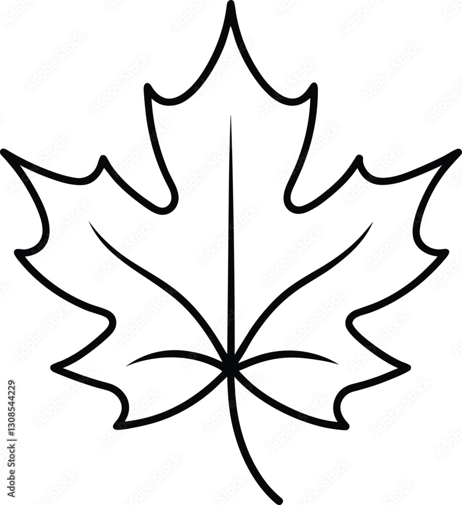 Maple Leaf Outline Vector - Minimalist Black Line Art Maple Leaf Outline Vector - Minimalist Black Line Art
