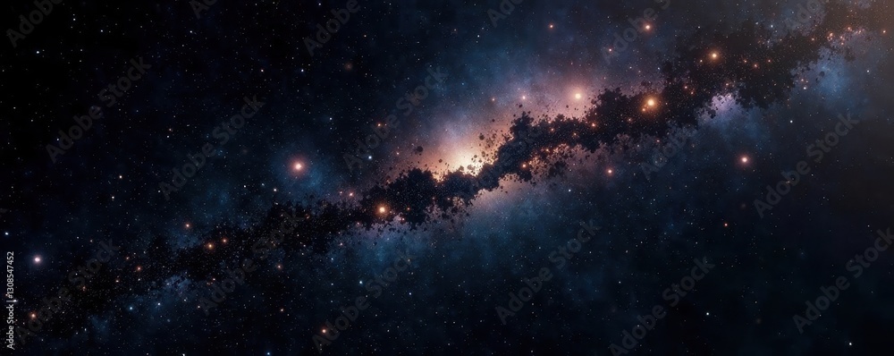 Fototapeta premium Dense cluster of black stars against stark white, dark, crowded