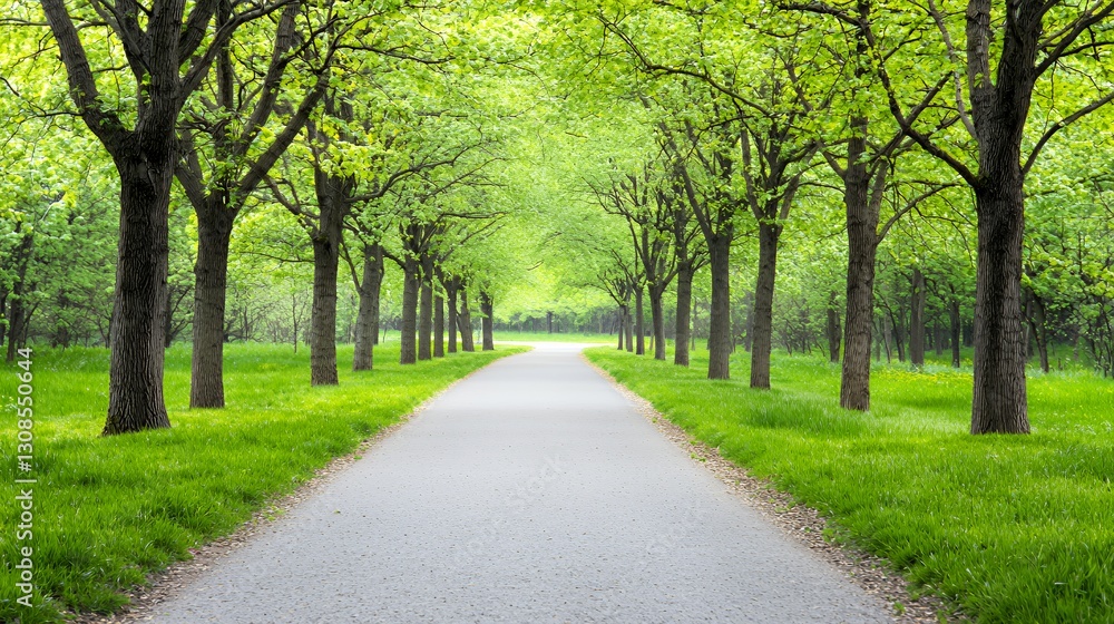 Pathway Through Lush Green Trees in a Park Pathway Through Lush Green Trees in a Park