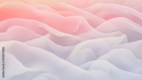 Dreamy abstract background featuring soft flowing pastel waves in pink and white hues, creating a gentle, elegant, and soothing visual effect.  
