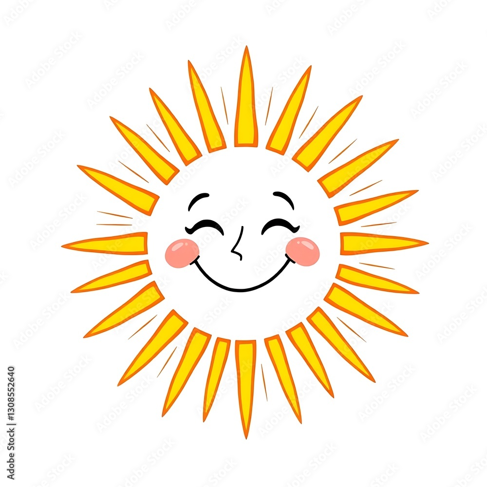 Whimsical Smiling Sun T-Shirt Design in Bright Yellow and Orange Whimsical Smiling Sun T-Shirt Design in Bright Yellow and Orange