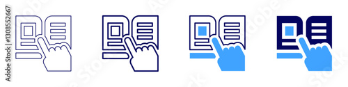 Book criticism icon in 4 different styles. Thin Line, Line, Bold Line, Duotone. Duotone style. Editable stroke