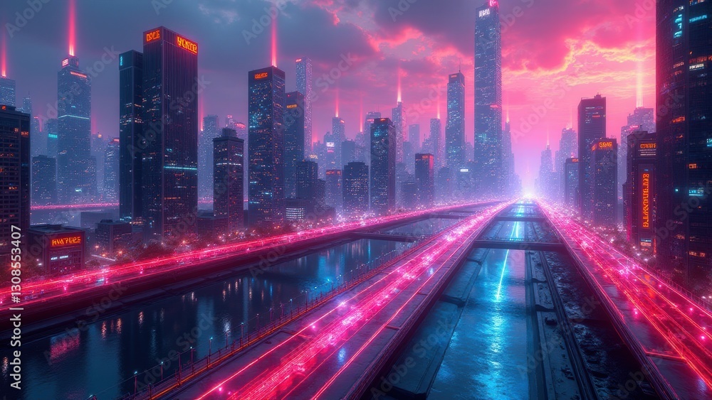 AI-powered cyber worlds, Futuristic cityscape with neon rivers and holographic skies in AI-driven cyber world saturated colors surreal visuals. AI-powered cyber worlds, Futuristic cityscape with neon rivers and holographic skies in AI-driven cyber world saturated colors surreal visuals.