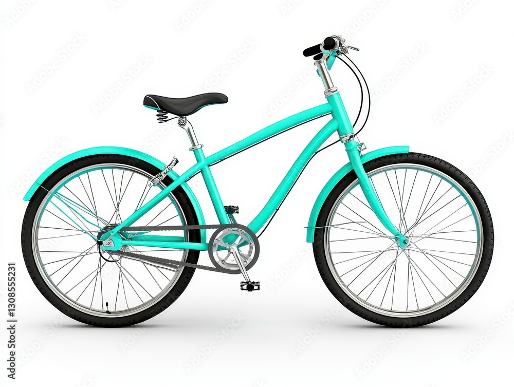 Fototapeta premium Light Teal Bicycle on White Background