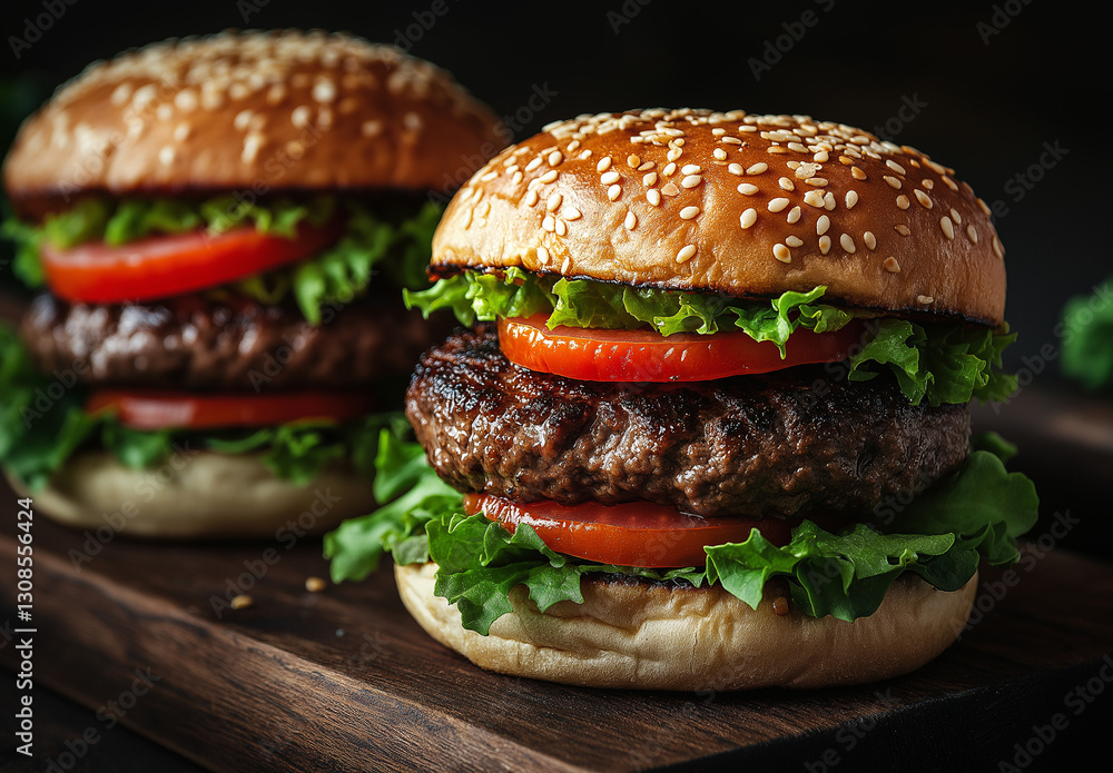 hamburger on black background hamburger on black background