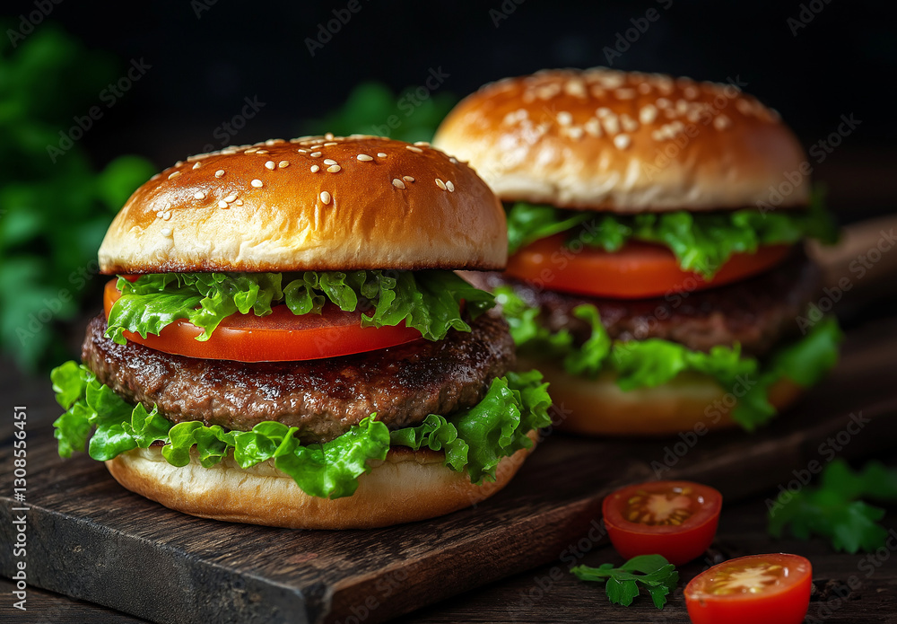 hamburger on black hamburger on black