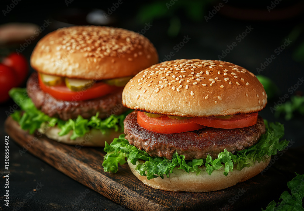 hamburger on black background hamburger on black background
