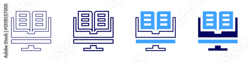 Philosophical literature​ icon in 4 different styles. Thin Line, Line, Bold Line, Duotone. Duotone style. Editable stroke