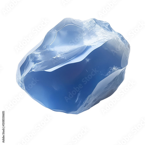 Stunning Top View Hyperrealistic Blue Gem on transparent background.