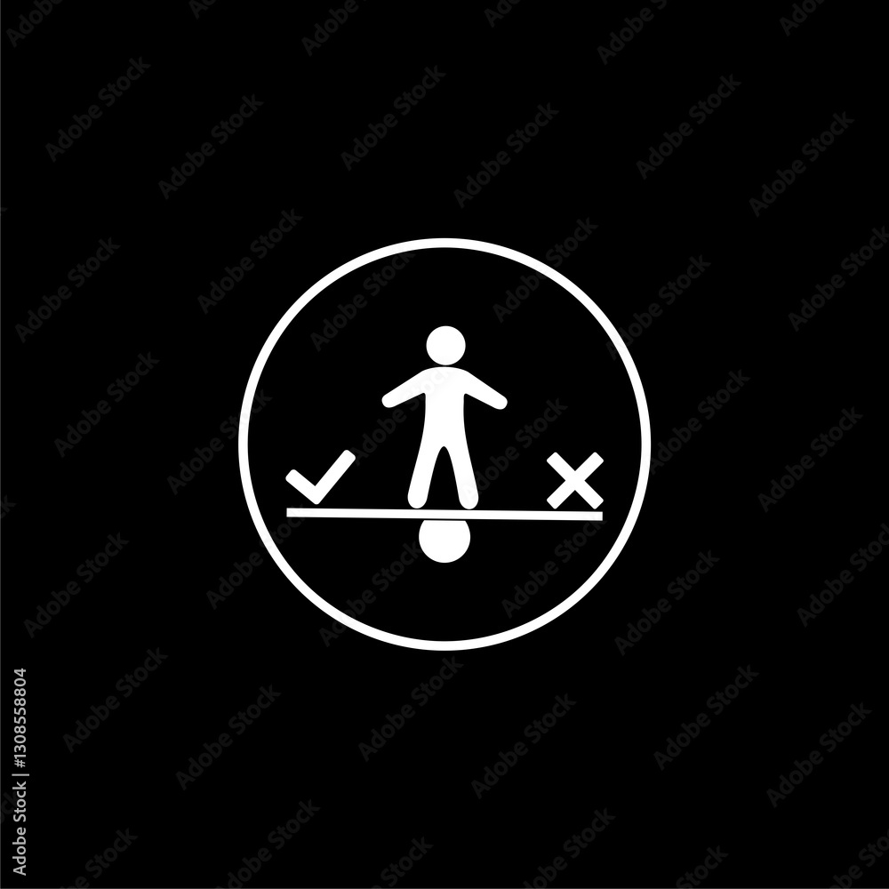 Businessman, manager is to choose yes or no icon isolated on black background Businessman, manager is to choose yes or no icon isolated on black background