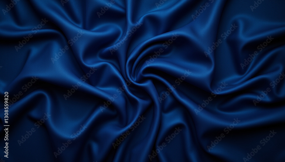 Fototapeta premium Smooth navy blue satin folds create elegant texture and depth