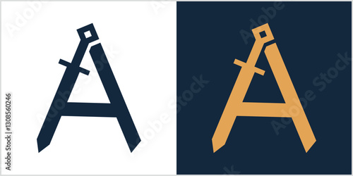 sword with initial A logo design icon vector