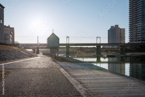 Obraz na płótnie 宝塚市の朝の風景 w salonie