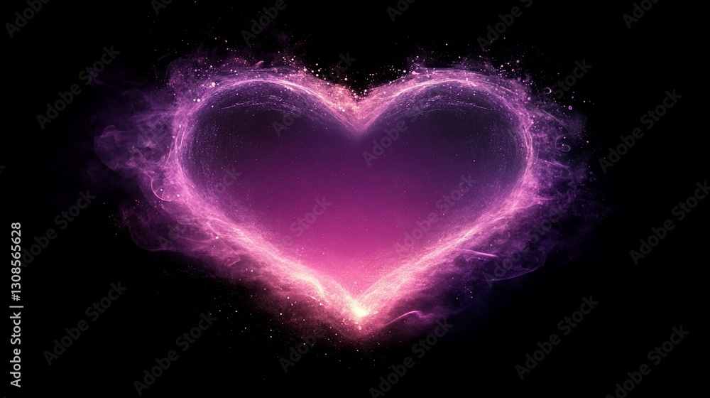 Glowing Heart Energy Burst, Dark Background Glowing Heart Energy Burst, Dark Background