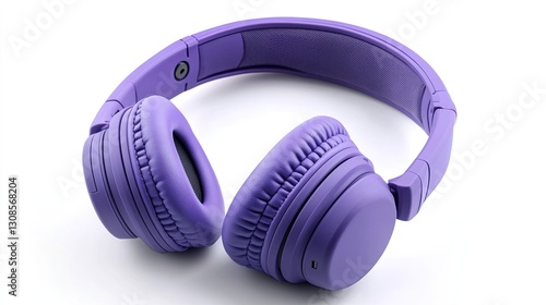 Wireless headphones in vibrant purple, isolated on white. --