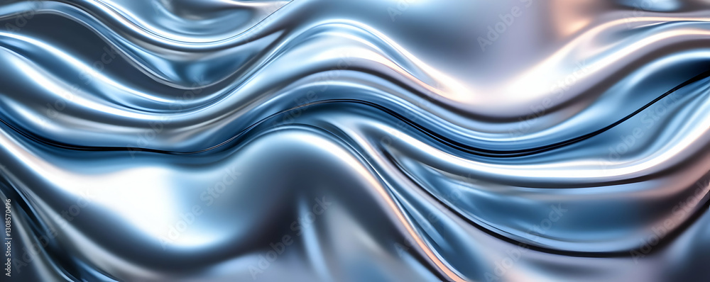 Fototapeta premium Silver blue fabric waves. Background Abstract