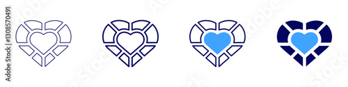 Heart muscle​ icon in 4 different styles. Thin Line, Line, Bold Line, Duotone. Duotone style. Editable stroke