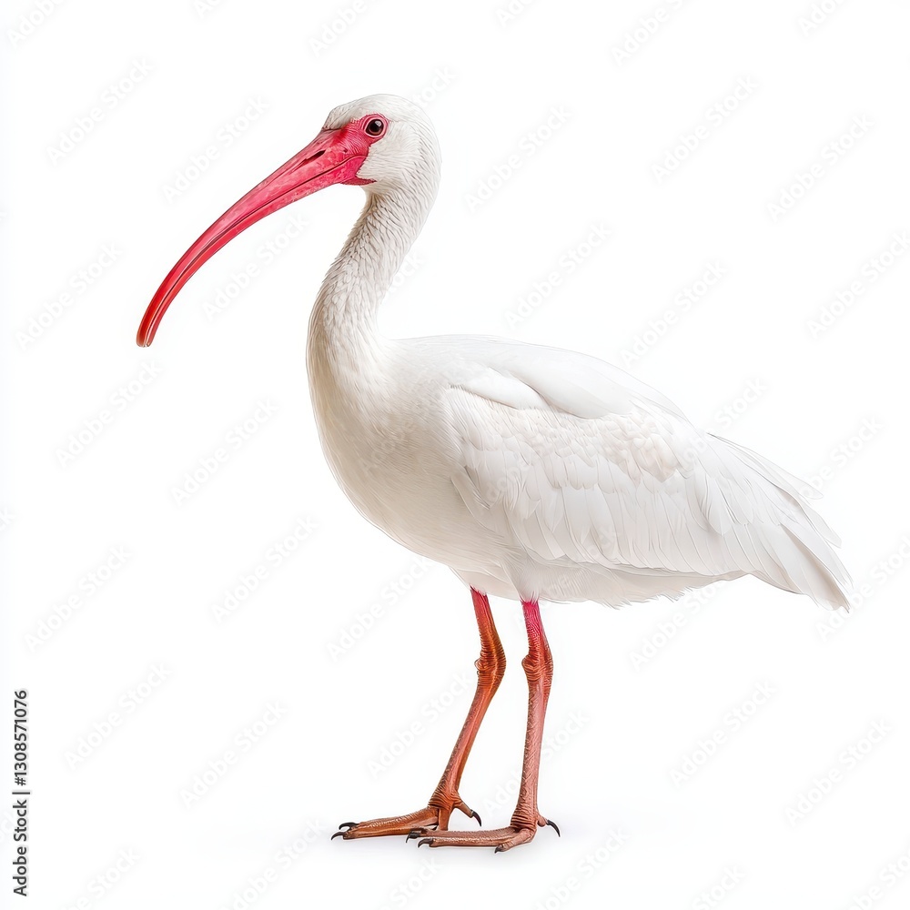 White Ibis Bird on White Background Studio Shot White Ibis Bird on White Background Studio Shot