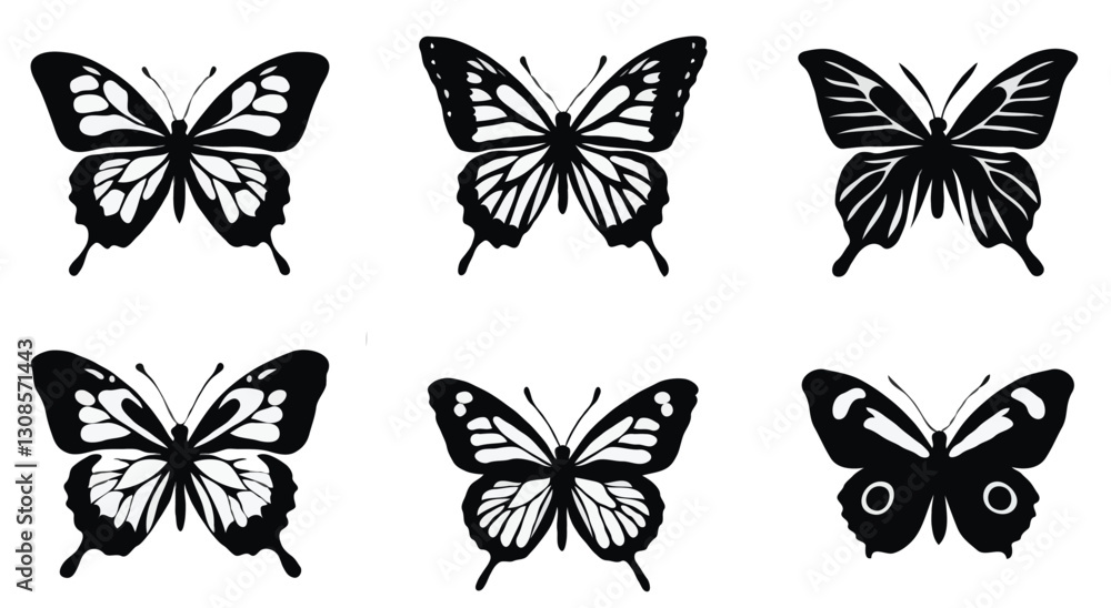 Fototapeta premium set of butterflies isolated on white