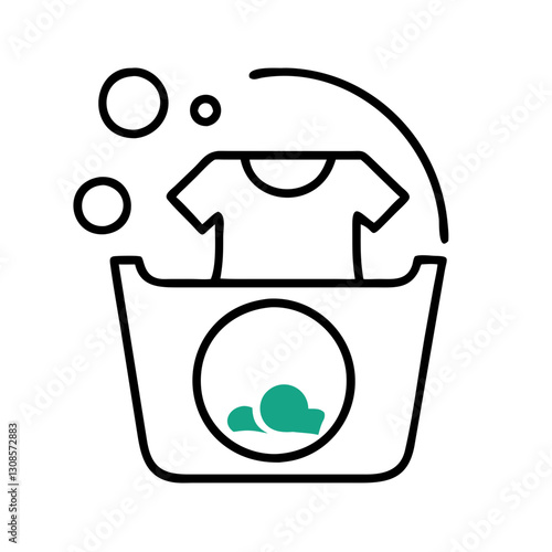 Washing clothes in a laundry basket with bubbles