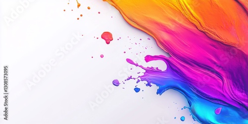 Vivid Color Splash with Pink, Orange, and Blue on a White Background