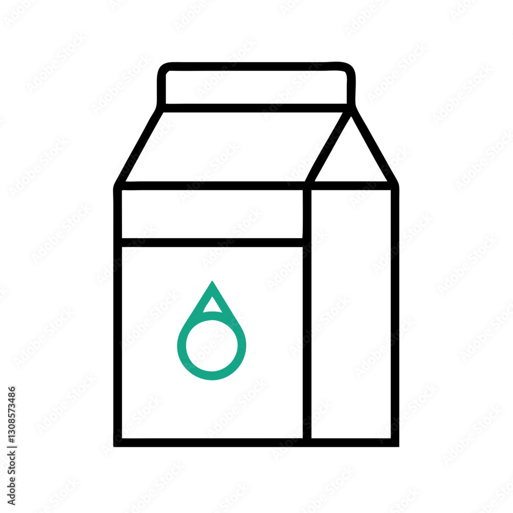Milk carton with water drop icon on white background Milk carton with water drop icon on white background