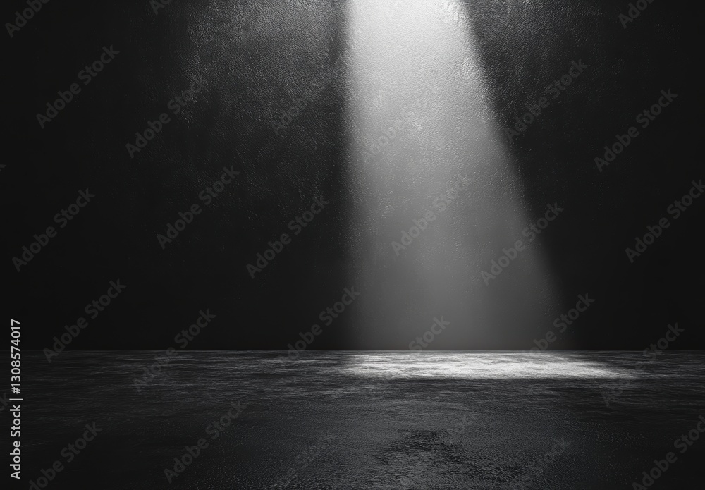 Fototapeta premium Dramatic Light Beam Illuminates Dark Space Creating Mysterious Atmosphere Perfect for Artistic Backgrounds and Theatrical Settings