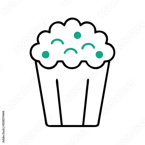 Popcorn in a striped container, fast food, cinema food