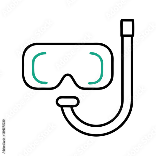 Snorkeling mask and snorkel equipment on a white background