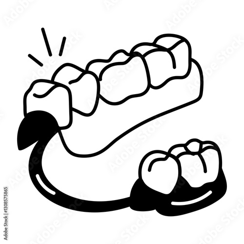 Teeth braces icon in hand drawn style 

