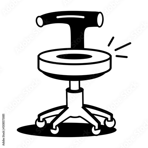 A hand drawn style icon of clinic stool 
