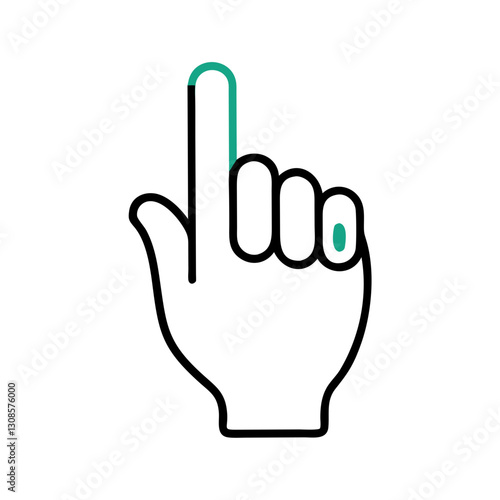 Hand pointing up against a simple white background