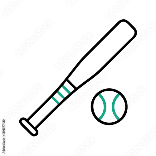 Baseball bat and ball on white background